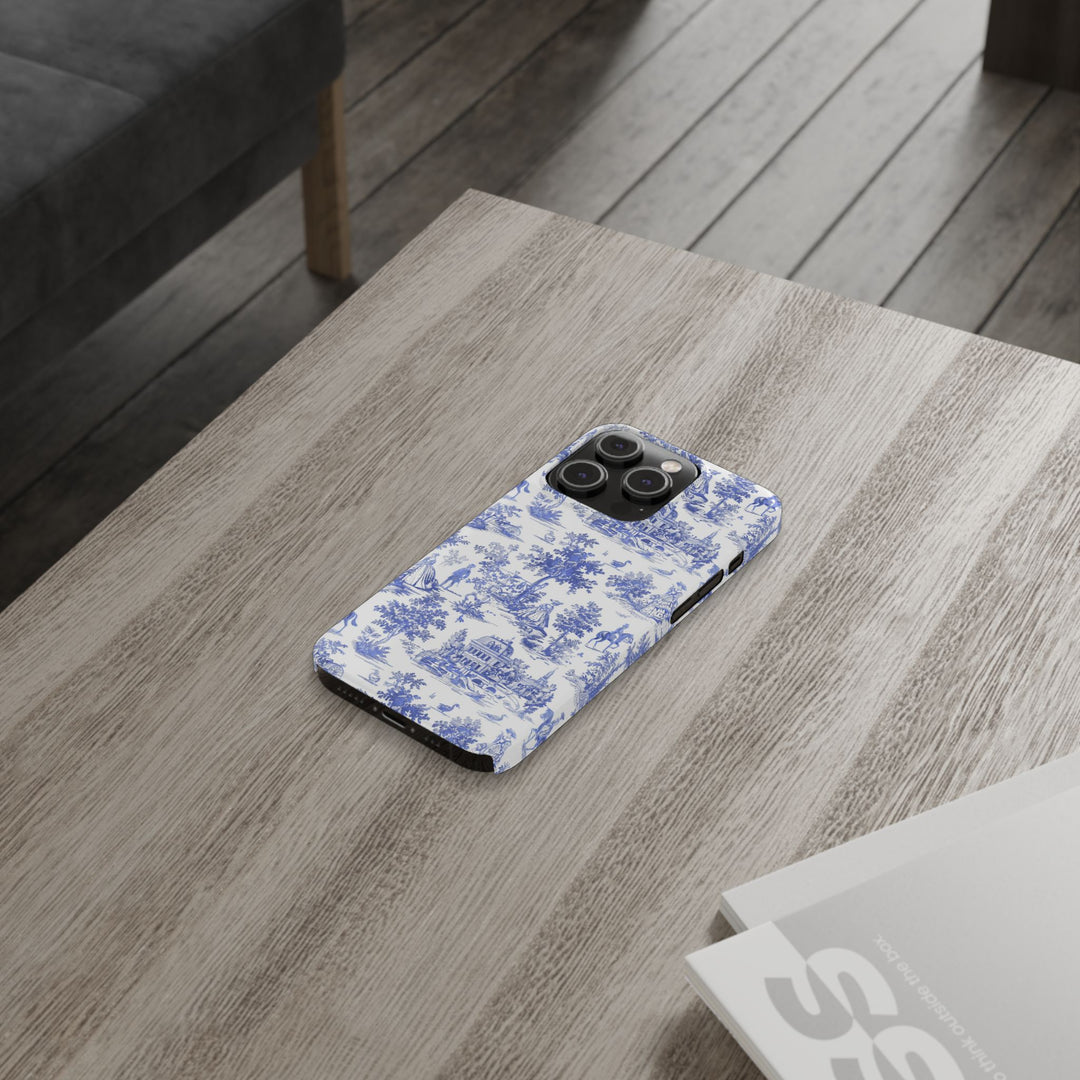 Slim Blue Vintage French Toile Cute Phone Cases for Iphone 16 Pro Max | iPhone 15 Case | iPhone 15 Pro Max Case, Iphone 14, Iphone 14 Pro Max, Iphone 13 12 11 8 7 - Studio40ParkLane