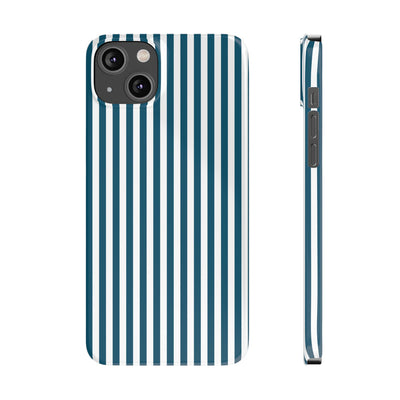 Slim Teal Blue Striped Cute Phone Case for Iphone 16 - | iPhone 15 Pro Max Case | iPhone 14 Case Iphone 13 12 11 10 9 8 7 X XS Gift for Her - Studio40ParkLane