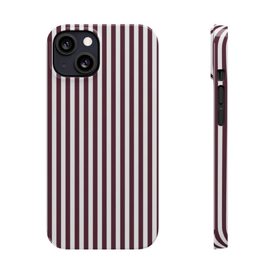 Slim Burgundy Wine Striped Cute Phone Case for Iphone 16 - | iPhone 15 Pro Max Case | iPhone 14 Case Iphone 13 12 11 10 9 8 7 Gift for Her - Studio40ParkLane