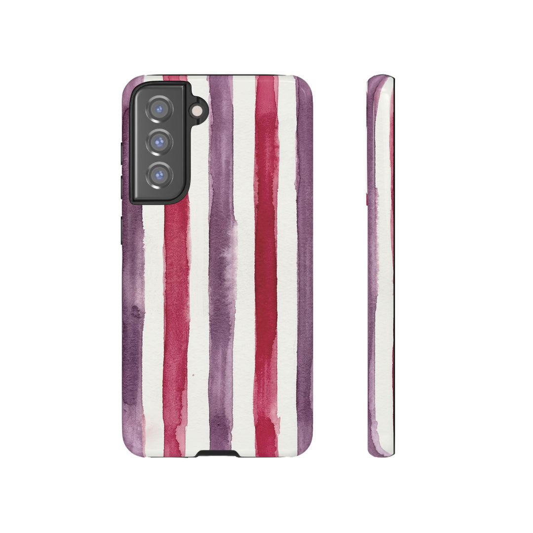 Tough Cute Wine Red Purple Stripes Phone Case, for IPhone 17 Pro Max | Iphone 17 Air, Iphone 16, IPhone 15, 14 13 12, Samsung Galaxy S26, S25, S24, S23 - Studio40ParkLane