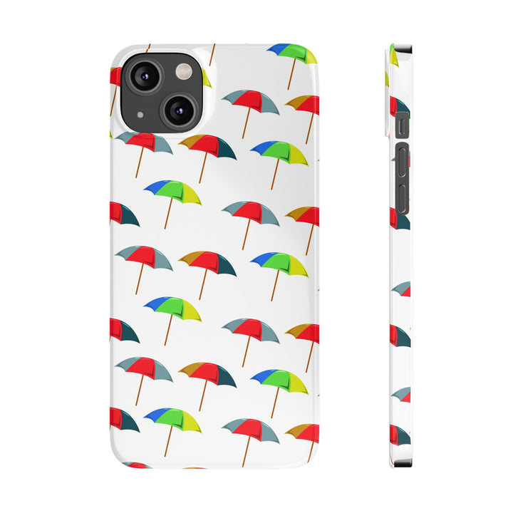 Slim Cute Phone Cases for Iphone - | iPhone 15 Case | iPhone 15 Pro Max Case, Iphone 14 Case, Iphone 14 Pro Max, Iphone 13, Colorful Beach Parasol - Studio40ParkLane