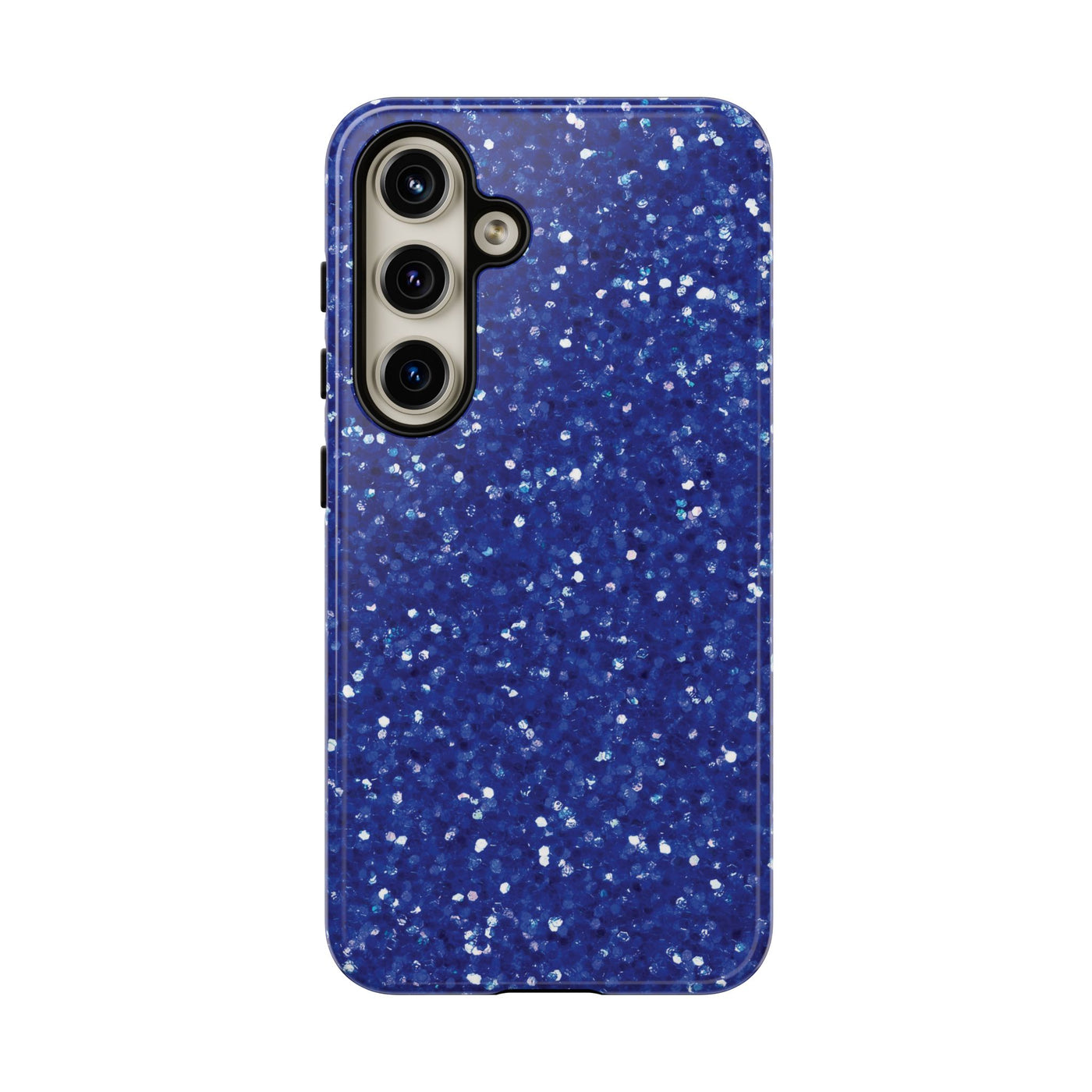 Chic Blue Faux Play on Glitter Effect Cute Phone Case, for IPhone 16 pro Max | Iphone 15, Iphone 14, IPhone 13 Case, 11 8 7, Samsung Galaxy S24, S23, S22, S21, 2 Layer Protection