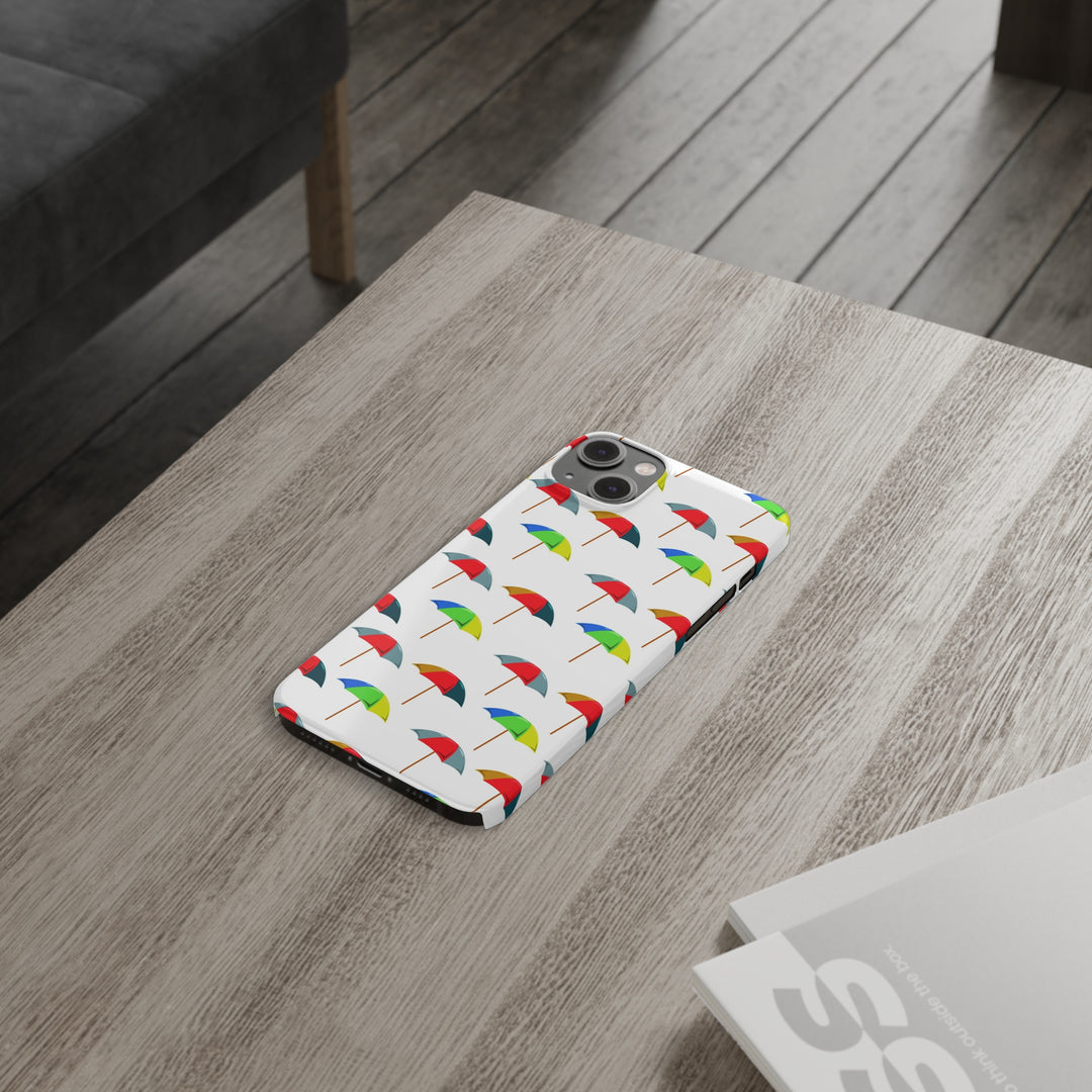Slim Cute Phone Cases for Iphone - | iPhone 15 Case | iPhone 15 Pro Max Case, Iphone 14 Case, Iphone 14 Pro Max, Iphone 13, Colorful Beach Parasol - Studio40ParkLane