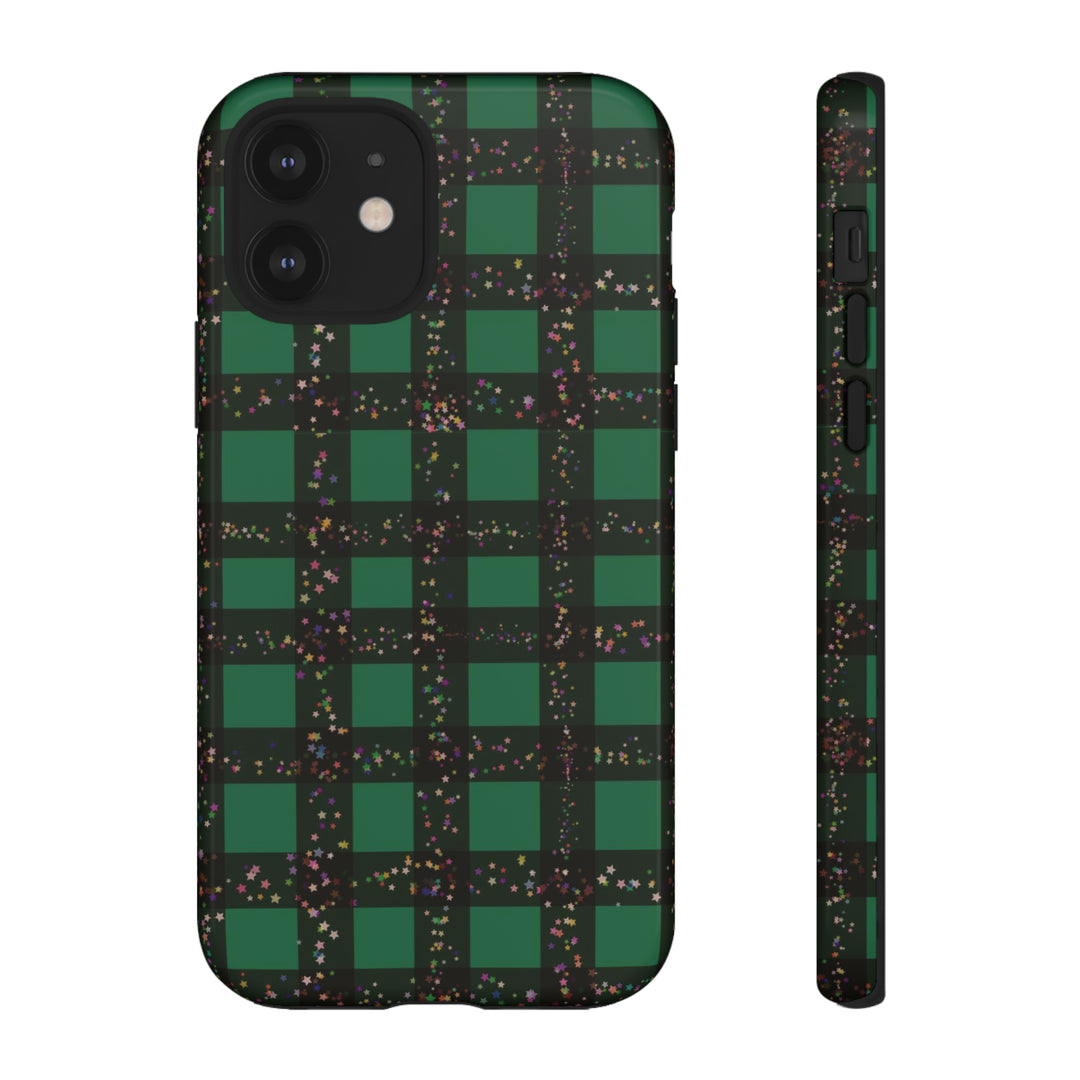 Cute IPhone Case | iPhone 15 Case | iPhone 15 Pro Max Case, Iphone 14 Case, Iphone 14 Pro Max Case IPhone Case for Art Lovers, Green Festive Plaid - Studio40ParkLane