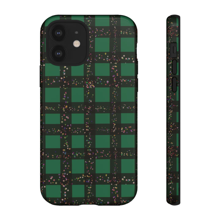 Cute IPhone Case | iPhone 15 Case | iPhone 15 Pro Max Case, Iphone 14 Case, Iphone 14 Pro Max Case IPhone Case for Art Lovers, Green Festive Plaid - Studio40ParkLane