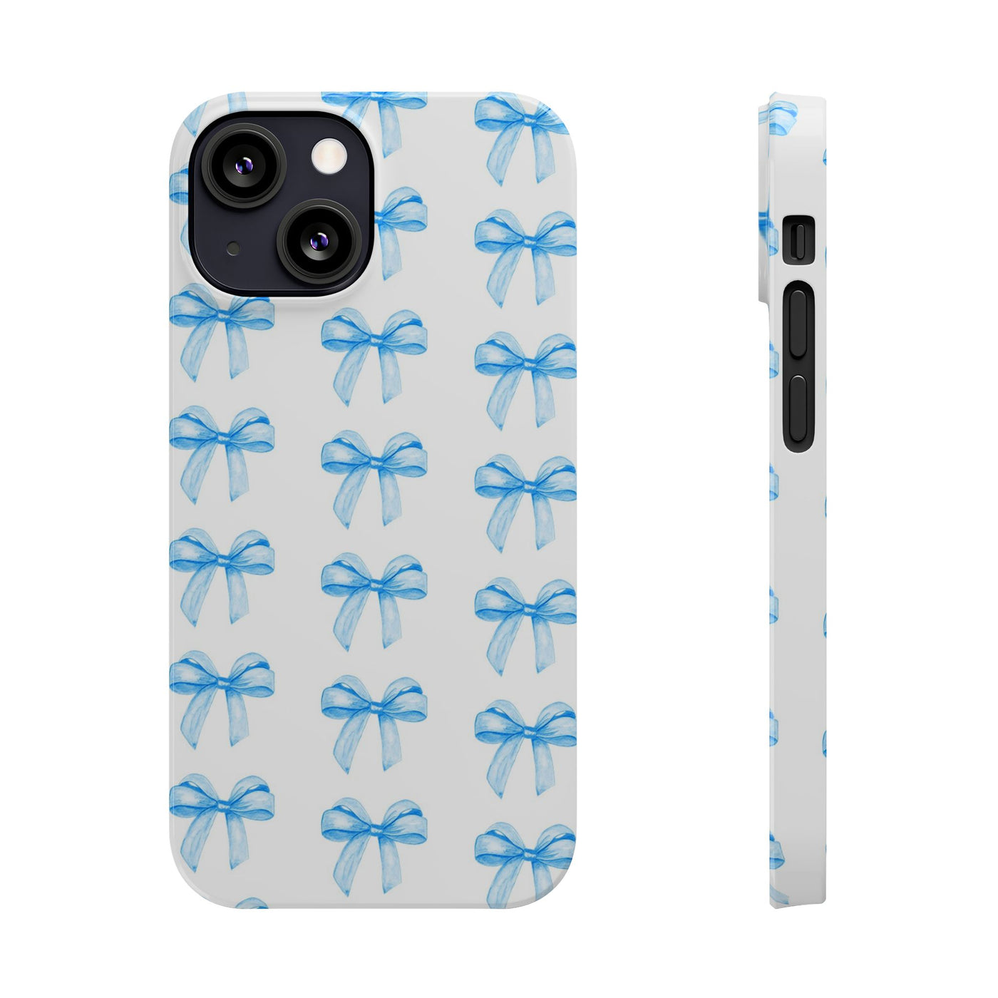 Slim Blue Bows Cute Phone Cases for Iphone 16 Pro Max | iPhone 15 Case | iPhone 15 Pro Max Case, Iphone 14, Iphone 14 Pro Max, Iphone 13 12 11 8 7