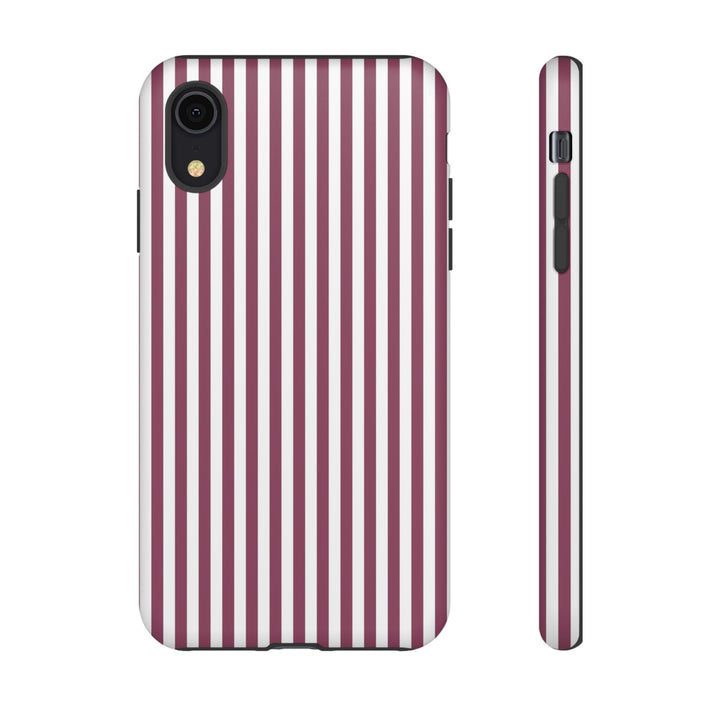 Tough Premium Old Claret Stripes Phone Case Gift for Her - For Apple iPhone 16 Pro Max 16e iPhone 15 Pro iPhone Iphone 14 Plus 13 Pro 12 SE XR - Studio40ParkLane
