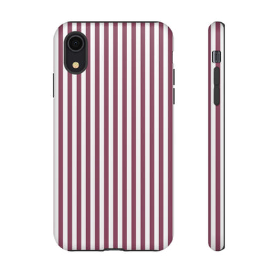 Tough Premium Old Claret Stripes Phone Case Gift for Her - For Apple iPhone 16 Pro Max 16e iPhone 15 Pro iPhone Iphone 14 Plus 13 Pro 12 SE XR - Studio40ParkLane