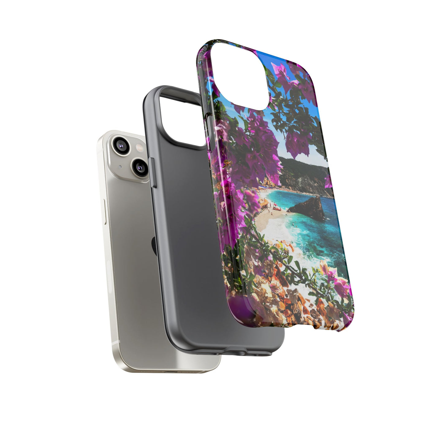 Impact Resistant, Bougainvillea Seaview, Cute Phone Cases for Samsung S24, S23, S22, S21, IPhone 15 pro Iphone 14 pro Iphone 13 IPhone 12 Iphone 11