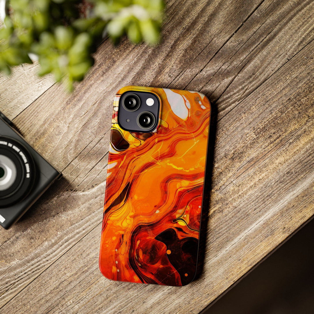 Slim Cute Phone Cases for Iphone - | iPhone 15 Case | iPhone 15 Pro Max Case, Iphone 14 Case, Iphone 14 Pro Max, Iphone 13, Marble Orange Yellow - Studio40ParkLane