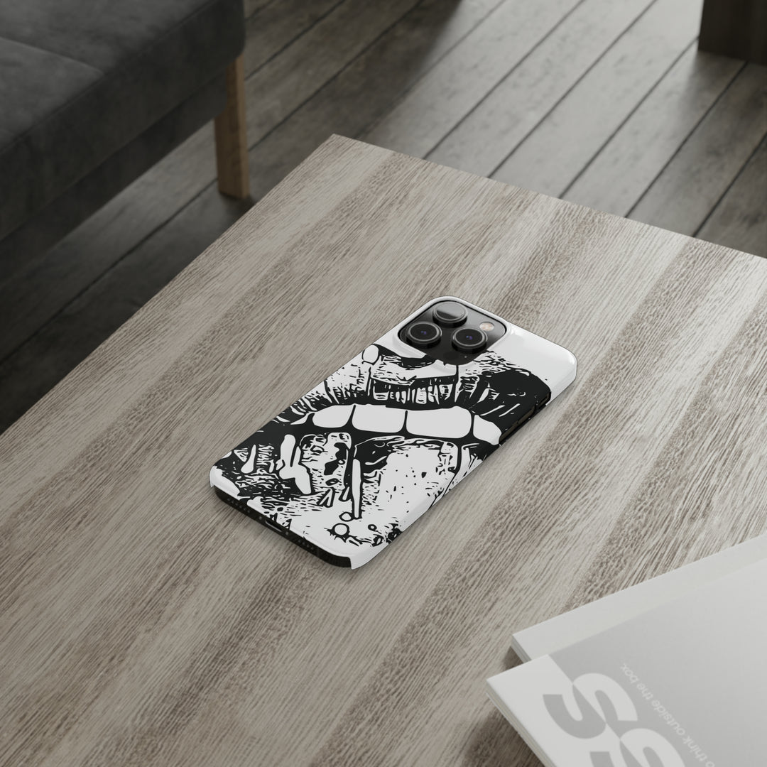 Slim Cute Phone Cases for Iphone - | iPhone 15 Case | iPhone 15 Pro Max Case, Iphone 14 Case, Iphone 14 Pro Max, Iphone 13, Smile Lips Black and White - Studio40ParkLane