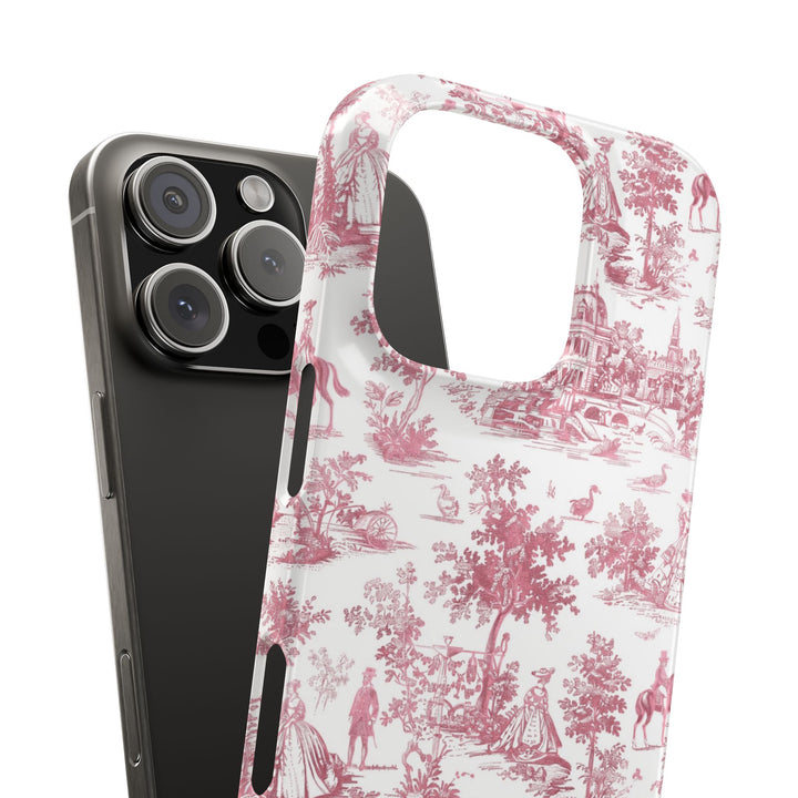Sleek Snap Pink French Toile Cute Phone Case for iPhone 16 15 14 13 12 11 X Xs Max Xr Pro Plus Samsung Galaxy S24 S23 S22 S21 S20 Note Ultra