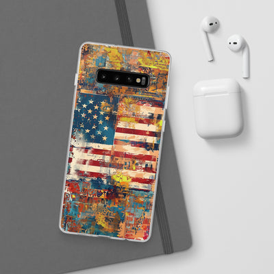 Cute Flexi Phone Cases, US Flag Abstract, Compatible with Samsung Galaxy S23, Samsung S22, Samsung S21, Samsung S20, Galaxy S20 Ultra