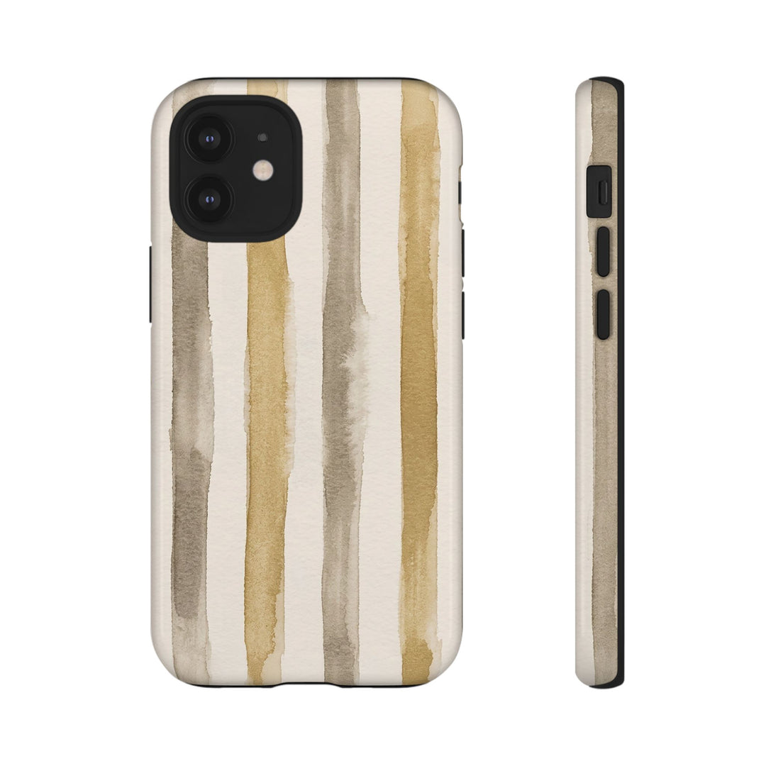 Tough Cute Brown Beige Stripes Phone Case, for IPhone 17 Pro Max | Iphone 17 Air, Iphone 16, IPhone 15, 14 13 12, Samsung Galaxy S26, S25, S24, S23 - Studio40ParkLane