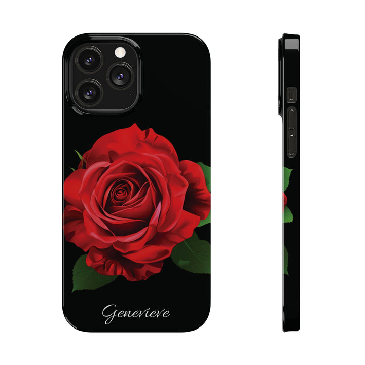 Slim Custom Personalized Red Rose Flowers Gift for Her Cute Phone Cases for Iphone 16 Pro Max | iPhone 15 Case | iPhone 15 Pro Max Case, Iphone 14, Iphone 14 Pro Max, Iphone 13 12 11 8 7 - Studio40ParkLane