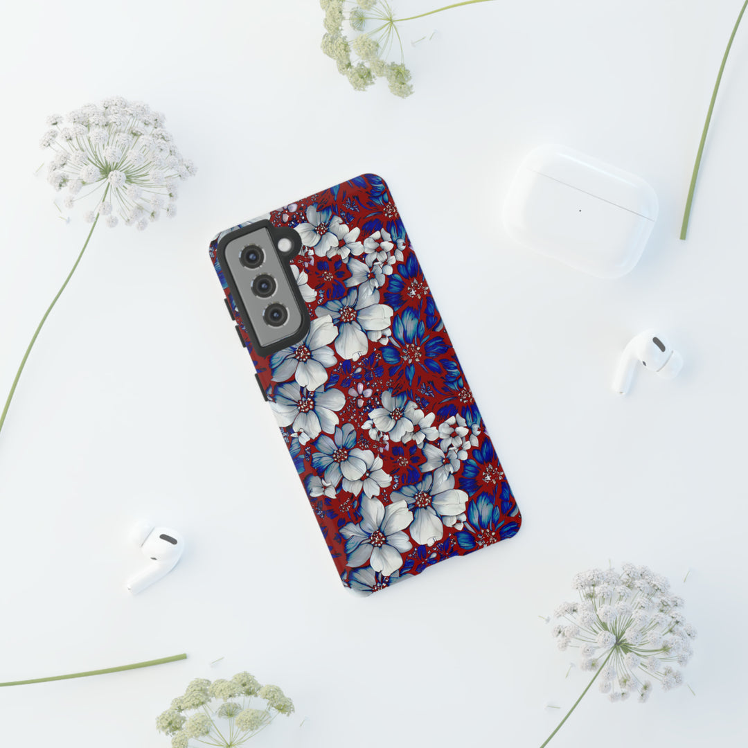 Cute Samsung Phone Case | Aesthetic Samsung Phone Case | Galaxy S23, S22, S21, S20 | Red Blue Flowers, Protective Phone Case - Studio40ParkLane