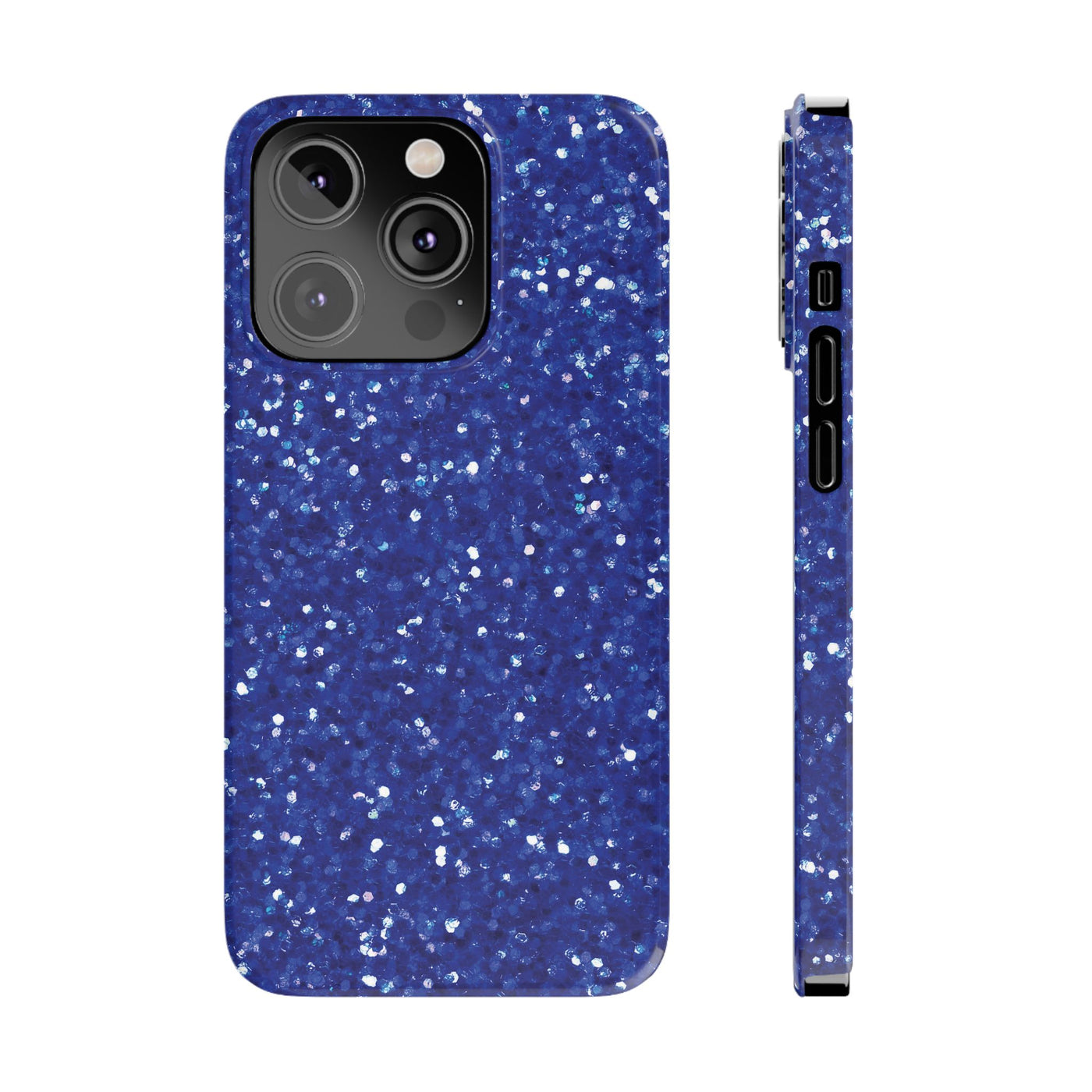 Slim Blue Muted Faux Play on Glitter Effect Cute Phone Cases for Iphone 16 Pro Max | iPhone 15 Case | iPhone 15 Pro Max Case, Iphone 14, Iphone 14 Pro Max, Iphone 13 12 11 8 7