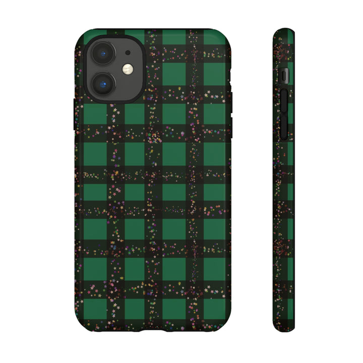 Cute IPhone Case | iPhone 15 Case | iPhone 15 Pro Max Case, Iphone 14 Case, Iphone 14 Pro Max Case IPhone Case for Art Lovers, Green Festive Plaid - Studio40ParkLane