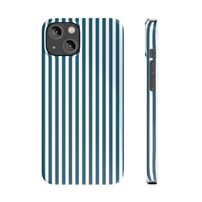 Slim Teal Blue Striped Cute Phone Case for Iphone 16 - | iPhone 15 Pro Max Case | iPhone 14 Case Iphone 13 12 11 10 9 8 7 X XS Gift for Her - Studio40ParkLane