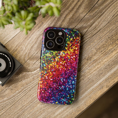 Faux Chic Play on Glitter Effect Cute Phone Case, for IPhone 16 pro Max | Iphone 15, Iphone 14, IPhone 13 Case, 11 8 7, Samsung Galaxy S24, S23, S22, S21, 2 Layer Protection