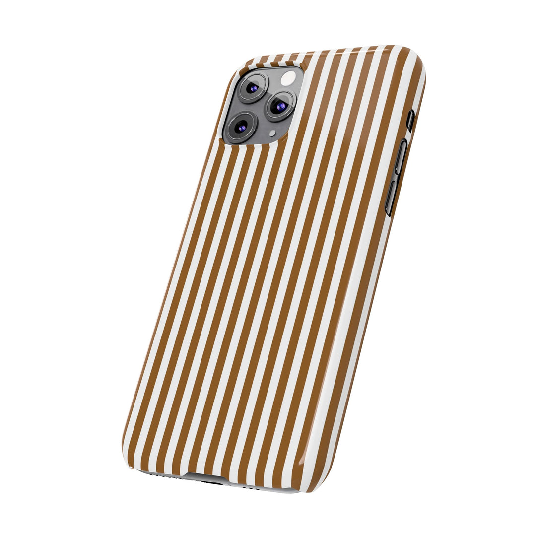 Slim Mocca Brown Striped Cute Phone Case for Iphone 16 - | iPhone 15 Pro Max Case | iPhone 14 Case Iphone 13 12 11 10 9 8 7 XS X Gift for Her - Studio40ParkLane