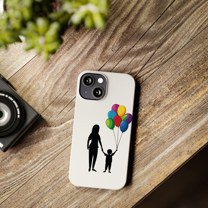 Slim Mother Child Balloons Gift for Her Cute Phone Cases for Iphone 16 Pro Max | iPhone 15 Case | iPhone 15 Pro Max Case, Iphone 14, 13, 12, 11, 10, 8, 7 - Studio40ParkLane