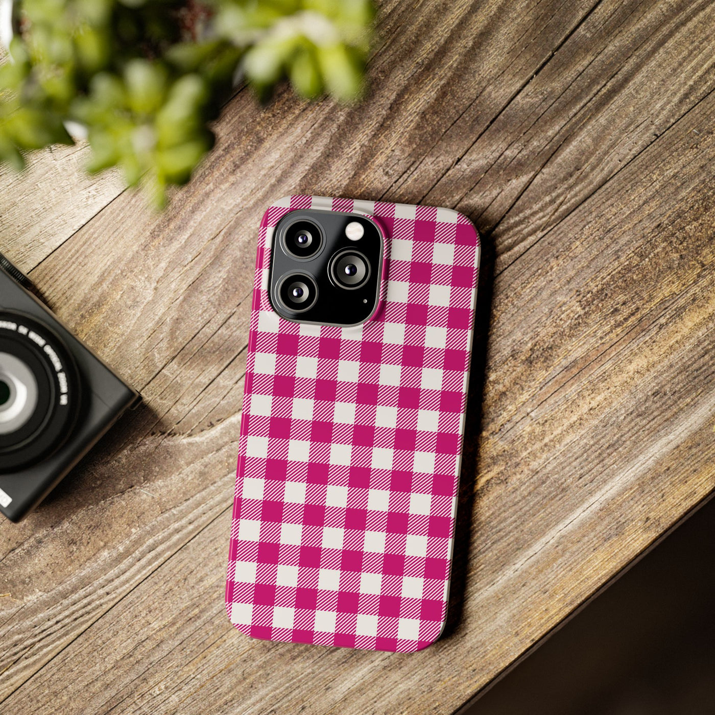 Slim Pink Gingham Gift for Her Cute Phone Cases for Iphone 16 Pro Max | iPhone 15 Case | iPhone 15 Pro Max Case, Iphone 14, 13, 12, 11, 10, 8, 7