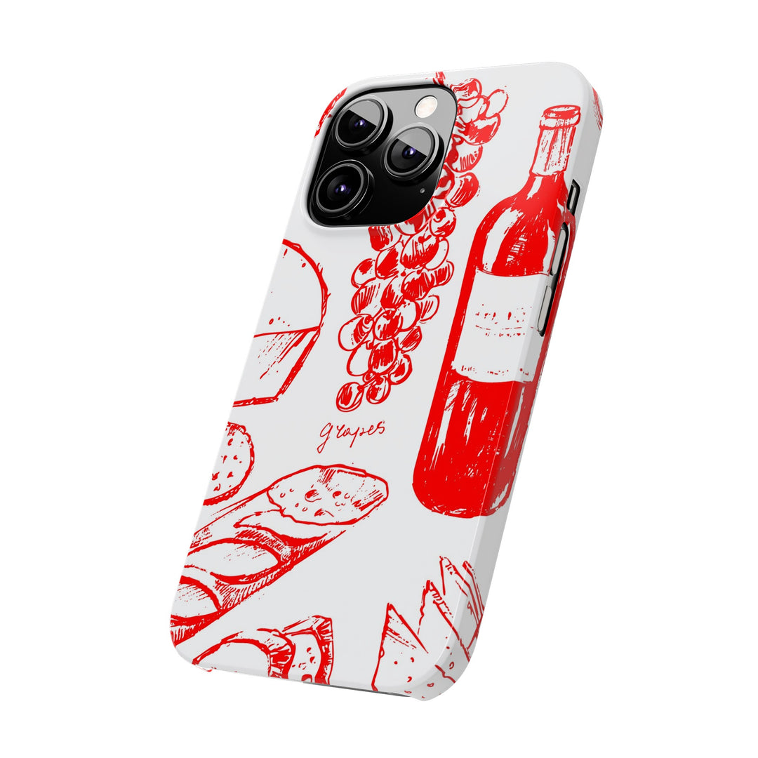 Slim Cute Phone Cases for Iphone | iPhone 15 Case | iPhone 15 Pro Max Case, Iphone 14, Iphone 14 Pro Max, Iphone 13, French Food Wine Red - Studio40ParkLane