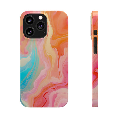 Slim Blue Pink Orange Marbled Cute Phone Cases for Iphone 16 Pro Max | iPhone 15 Case | iPhone 15 Pro Max Case, Iphone 14, Iphone 14 Pro Max, Iphone 13 12 11 8 7