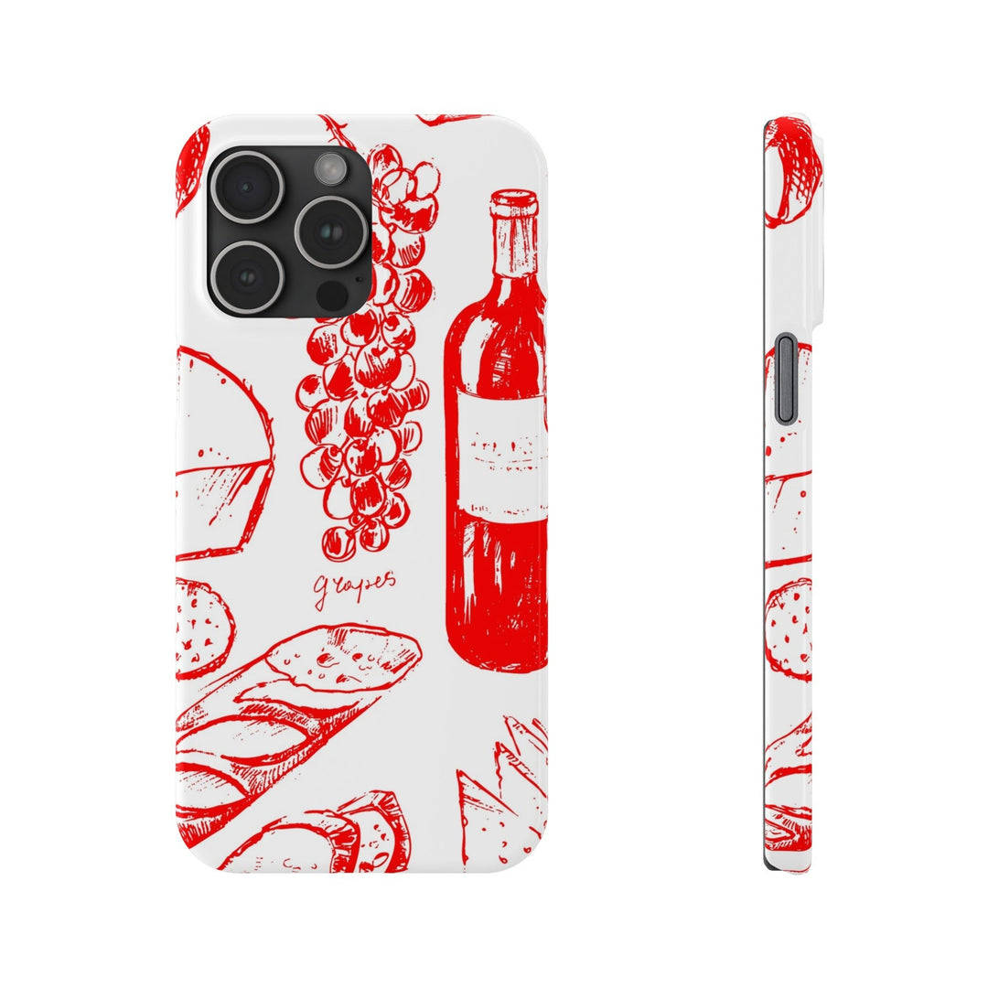 Slim Cute Phone Cases for Iphone | iPhone 15 Case | iPhone 15 Pro Max Case, Iphone 14, Iphone 14 Pro Max, Iphone 13, French Food Wine Red - Studio40ParkLane