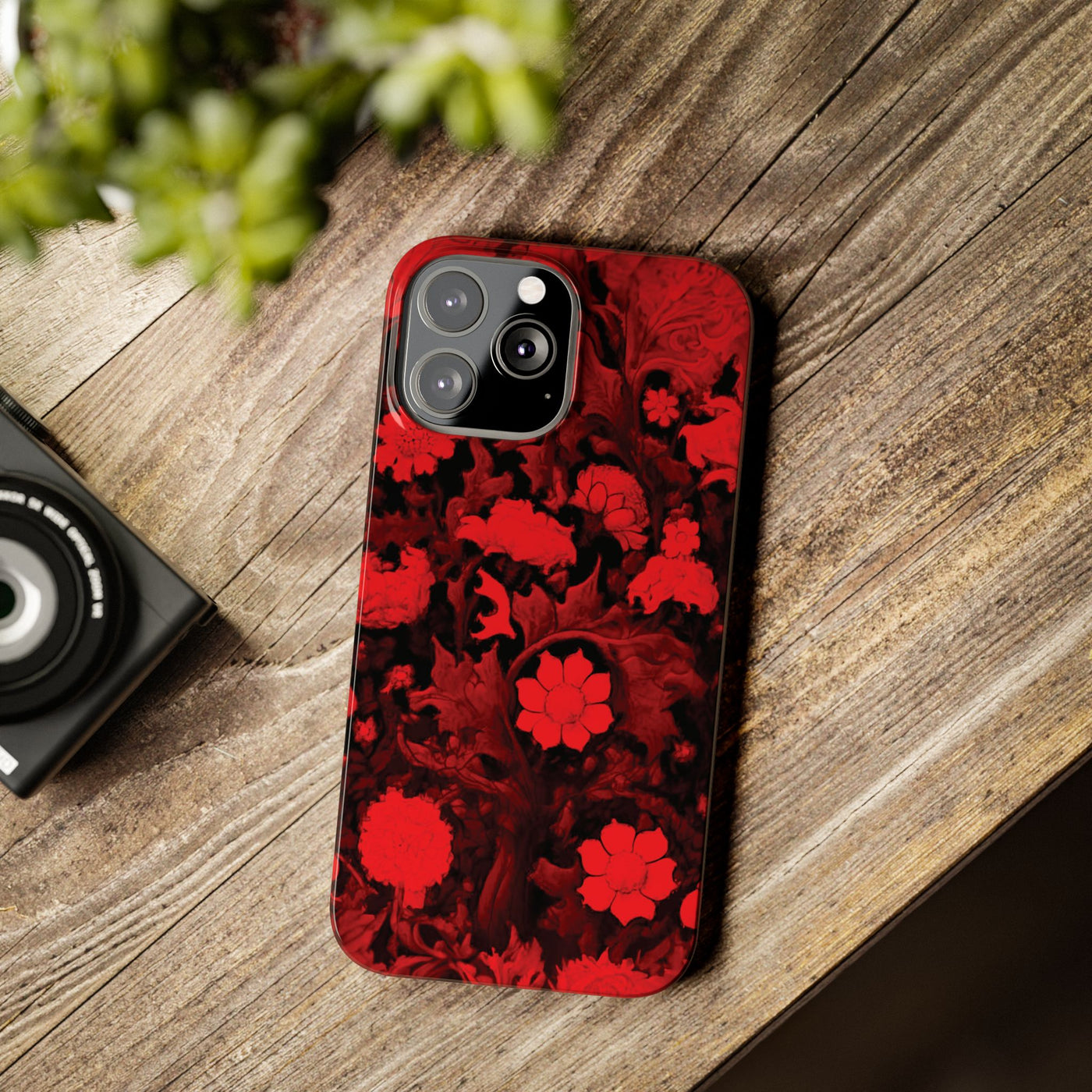 Slim Cute Phone Cases for Iphone - | iPhone 15 Case | iPhone 15 Pro Max Case, Iphone 14 Case, Iphone 14 Pro Max, Iphone 13, Red Flowers