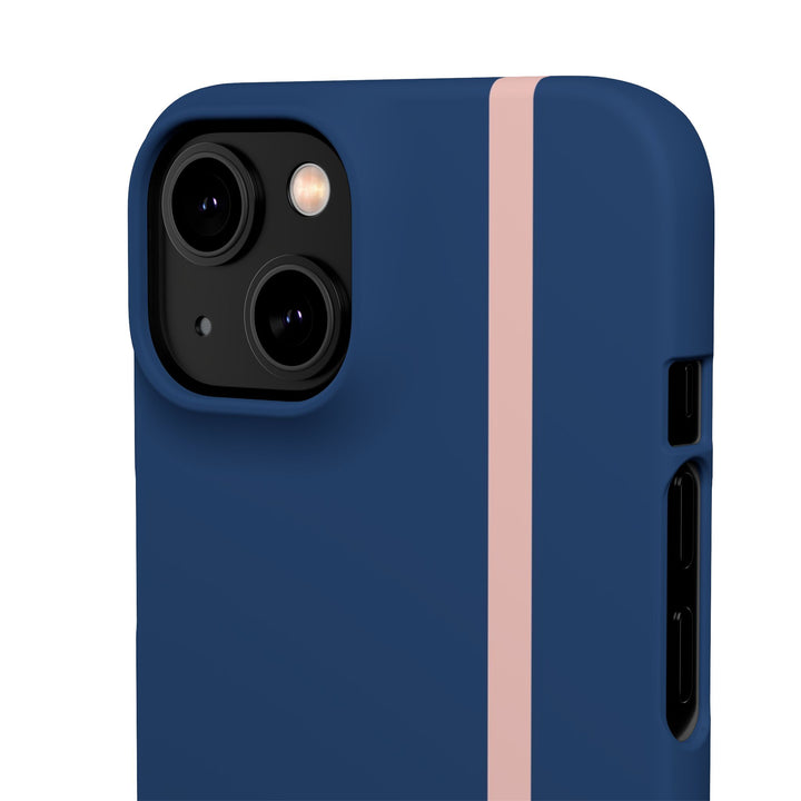 Sleek Navy Blue Pink Stripe Snap Phone Case for iPhone 18 17 16 15 14 13 Pro Max, Samsung Galaxy S26 S25 Ultra Lightweight Cute Phone Case - Studio40ParkLane