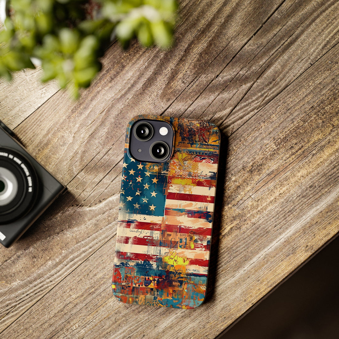Slim Cute Phone Cases for Iphone | iPhone 15 Case | iPhone 15 Pro Max Case, Iphone 14, Iphone 14 Pro Max, Iphone 13, US Flag Abstract - Studio40ParkLane