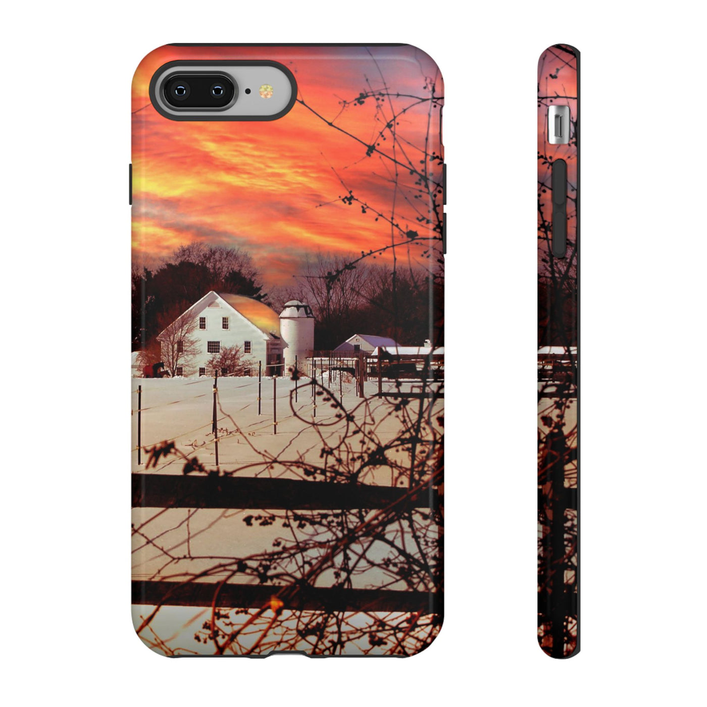 Impact Resistant, Winter Sunset Cute Phone Cases for Samsung S24, S23, S22, S21, IPhone 15 pro Iphone 14 pro Iphone 13 IPhone 12 Iphone 11