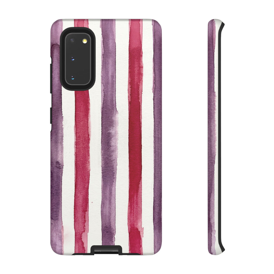 Tough Cute Wine Red Purple Stripes Phone Case, for IPhone 17 Pro Max | Iphone 17 Air, Iphone 16, IPhone 15, 14 13 12, Samsung Galaxy S26, S25, S24, S23 - Studio40ParkLane
