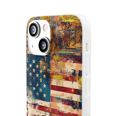 Cute Flexi Phone Cases, US Flag Abstract, Compatible with Samsung Galaxy S23, Samsung S22, Samsung S21, Samsung S20, Galaxy S20 Ultra