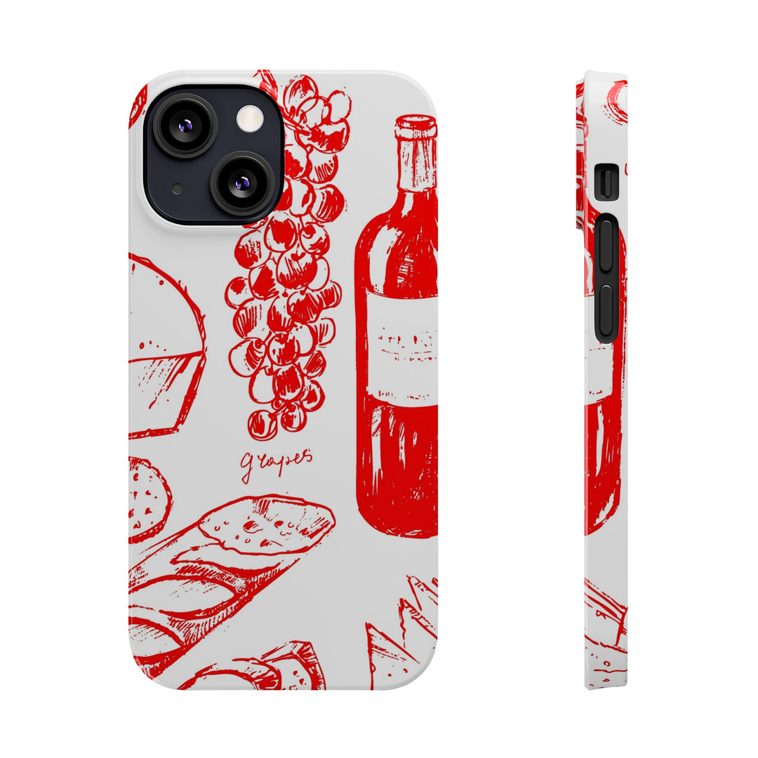 Slim Cute Phone Cases for Iphone | iPhone 15 Case | iPhone 15 Pro Max Case, Iphone 14, Iphone 14 Pro Max, Iphone 13, French Food Wine Red - Studio40ParkLane