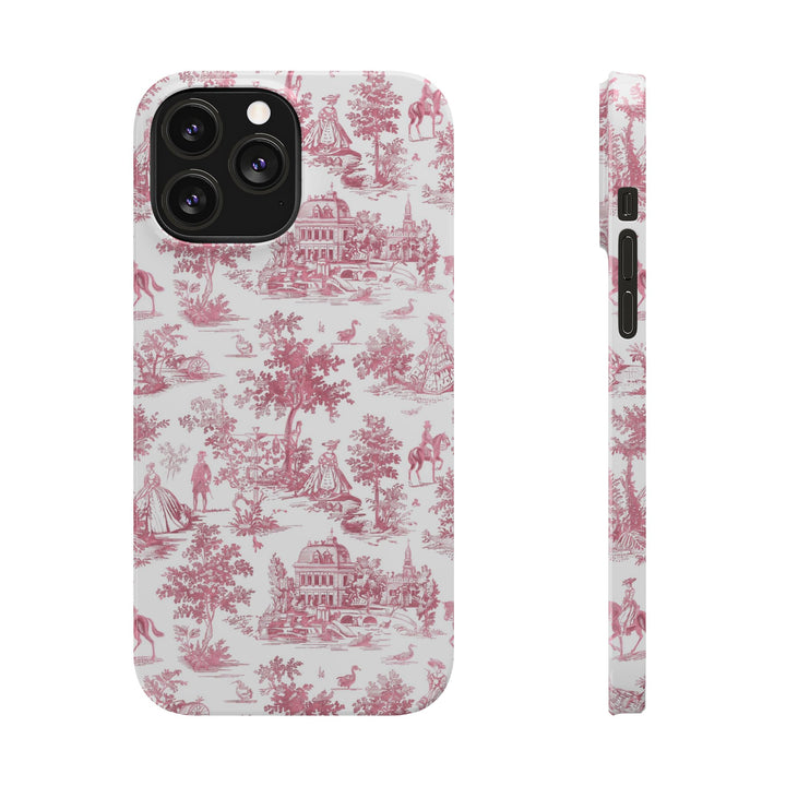 Slim Pink Vintage French Toile Cute Phone Cases for Iphone 16 Pro Max | iPhone 15 Case | iPhone 15 Pro Max Case, Iphone 14, Iphone 14 Pro Max, Iphone 13 12 11 8 7 - Studio40ParkLane