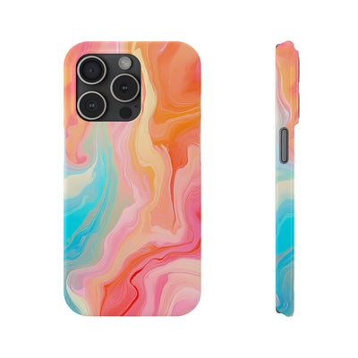 Slim Blue Pink Orange Marbled Cute Phone Cases for Iphone 16 Pro Max | iPhone 15 Case | iPhone 15 Pro Max Case, Iphone 14, Iphone 14 Pro Max, Iphone 13 12 11 8 7