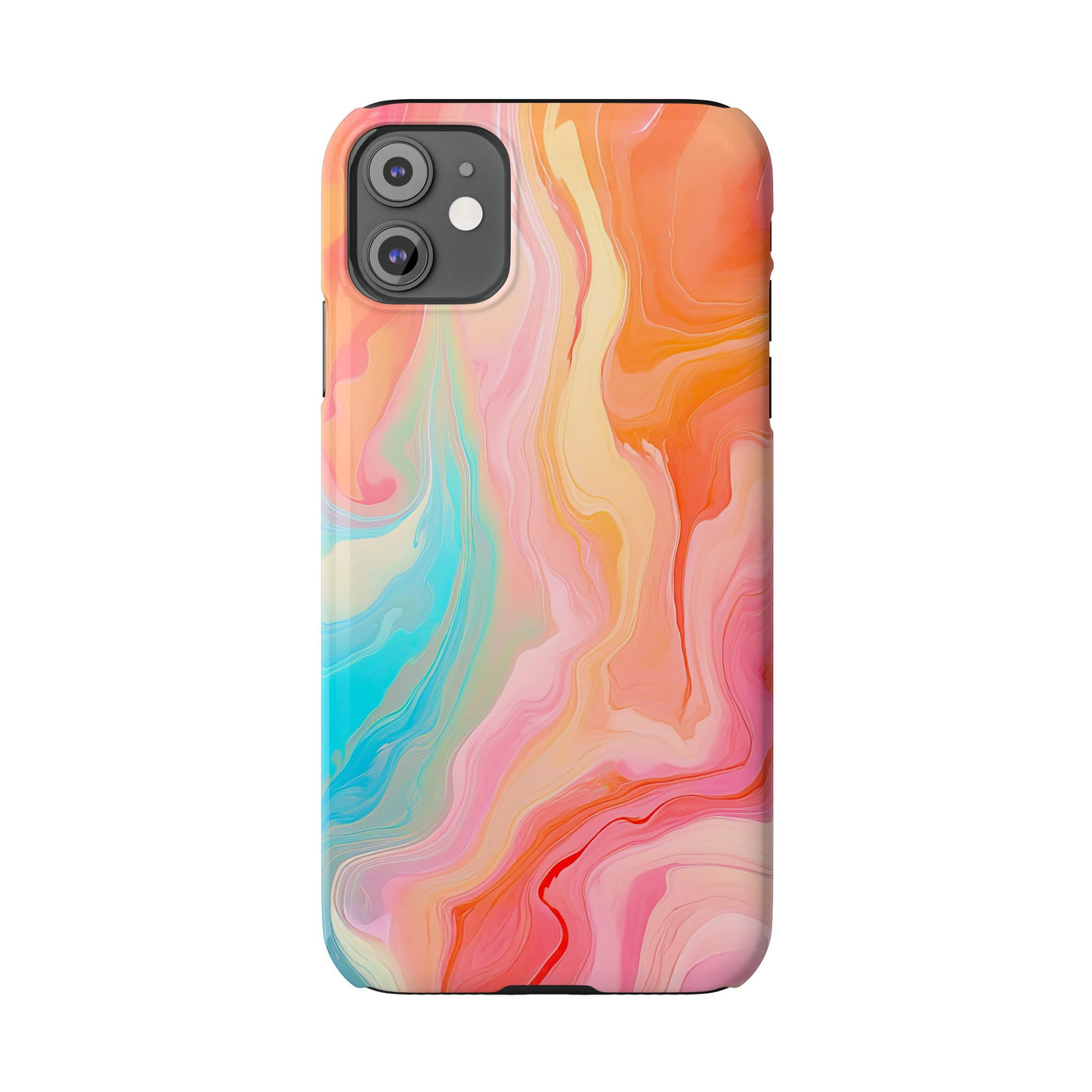 Slim Blue Pink Orange Marbled Cute Phone Cases for Iphone 16 Pro Max | iPhone 15 Case | iPhone 15 Pro Max Case, Iphone 14, Iphone 14 Pro Max, Iphone 13 12 11 8 7