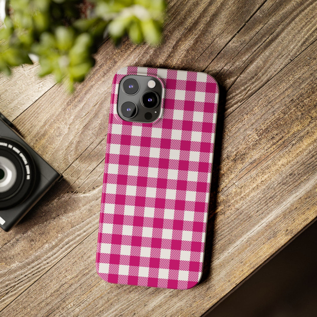 Slim Pink Gingham Gift for Her Cute Phone Cases for Iphone 16 Pro Max | iPhone 15 Case | iPhone 15 Pro Max Case, Iphone 14, 13, 12, 11, 10, 8, 7 - Studio40ParkLane