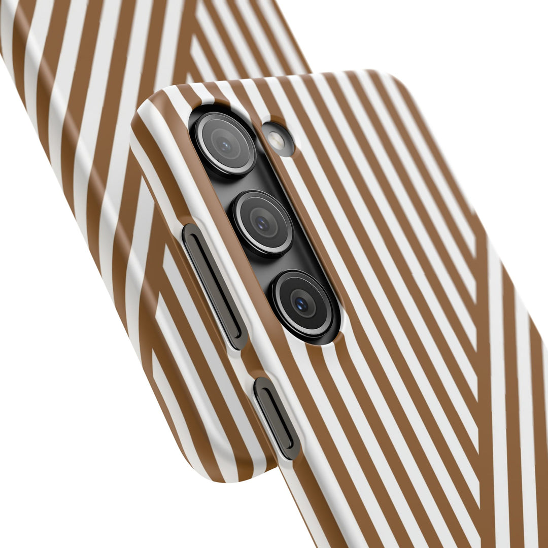 Aesthetic Mocha Brown Stripes Cute Phone Case Sleek Snap - For iPhone 17 Pro Max iPhone 16 Pro iPhone 15 Iphone 14 Plus 13 Pro 12 11 10 Gift - Studio40ParkLane