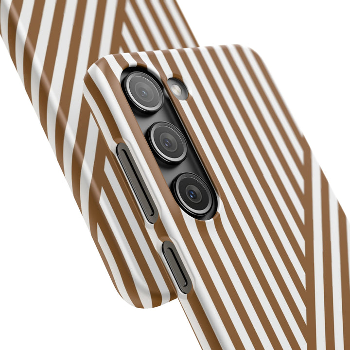Aesthetic Mocha Brown Stripes Cute Phone Case Sleek Snap - For iPhone 17 Pro Max iPhone 16 Pro iPhone 15 Iphone 14 Plus 13 Pro 12 11 10 Gift - Studio40ParkLane