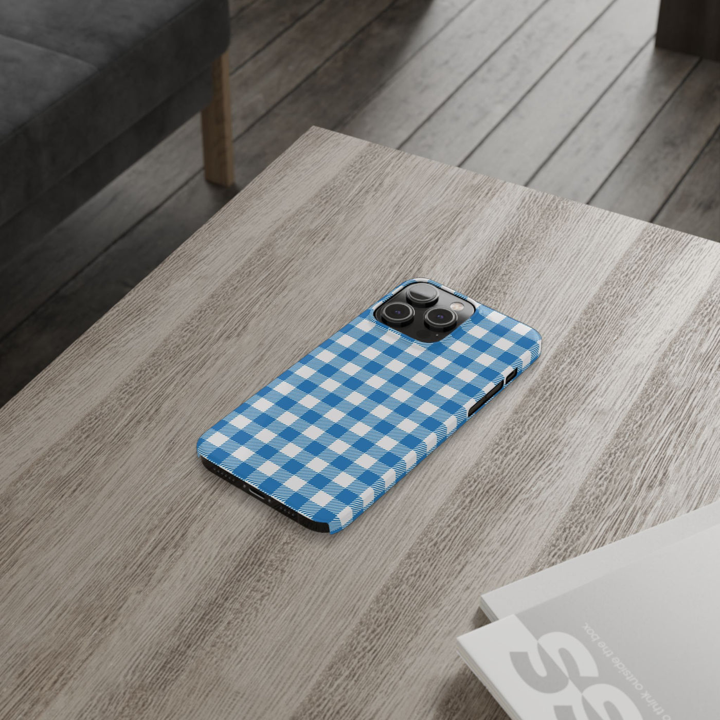 Slim Blue Gingham Gift for Her Cute Phone Cases for Iphone 16 Pro Max | iPhone 15 Case | iPhone 15 Pro Max Case, Iphone 14, 13, 12, 11, 10, 8, 7