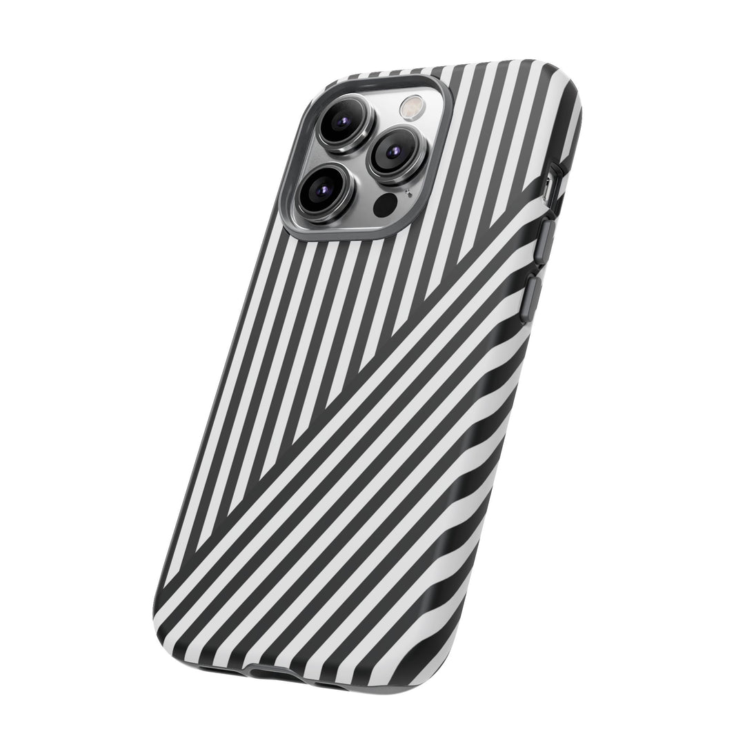 Aesthetic Tough Black White Stripes Phone Case - For iPhone 17 Pro Max iPhone 16 Pro iPhone 15 Iphone 14 Plus 13 Pro 12 11 10 XR - Studio40ParkLane