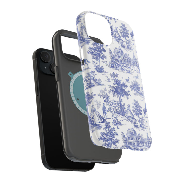 Blue Toile Magnetic Impact-Resistant Cute Phone Case for Iphone 16, iPhone 15 Pro Max Plus 14, 13, 12, 11 Gift for her - Studio40ParkLane