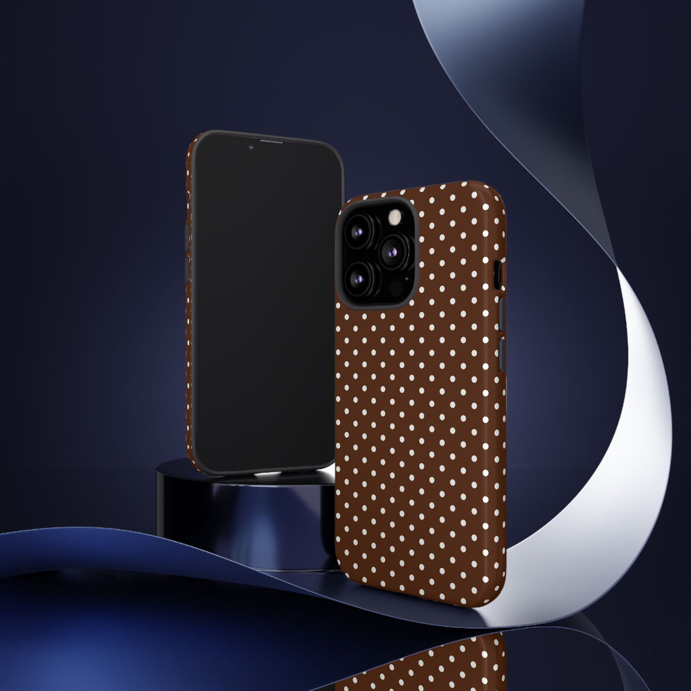 Aesthetic Tough Mocha Brown Polka Dots Premium Phone Case - For iPhone 17 Pro Max iPhone 16 Pro iPhone 15 Iphone 14 Plus 13 Pro 12 11 10 - Studio40ParkLane
