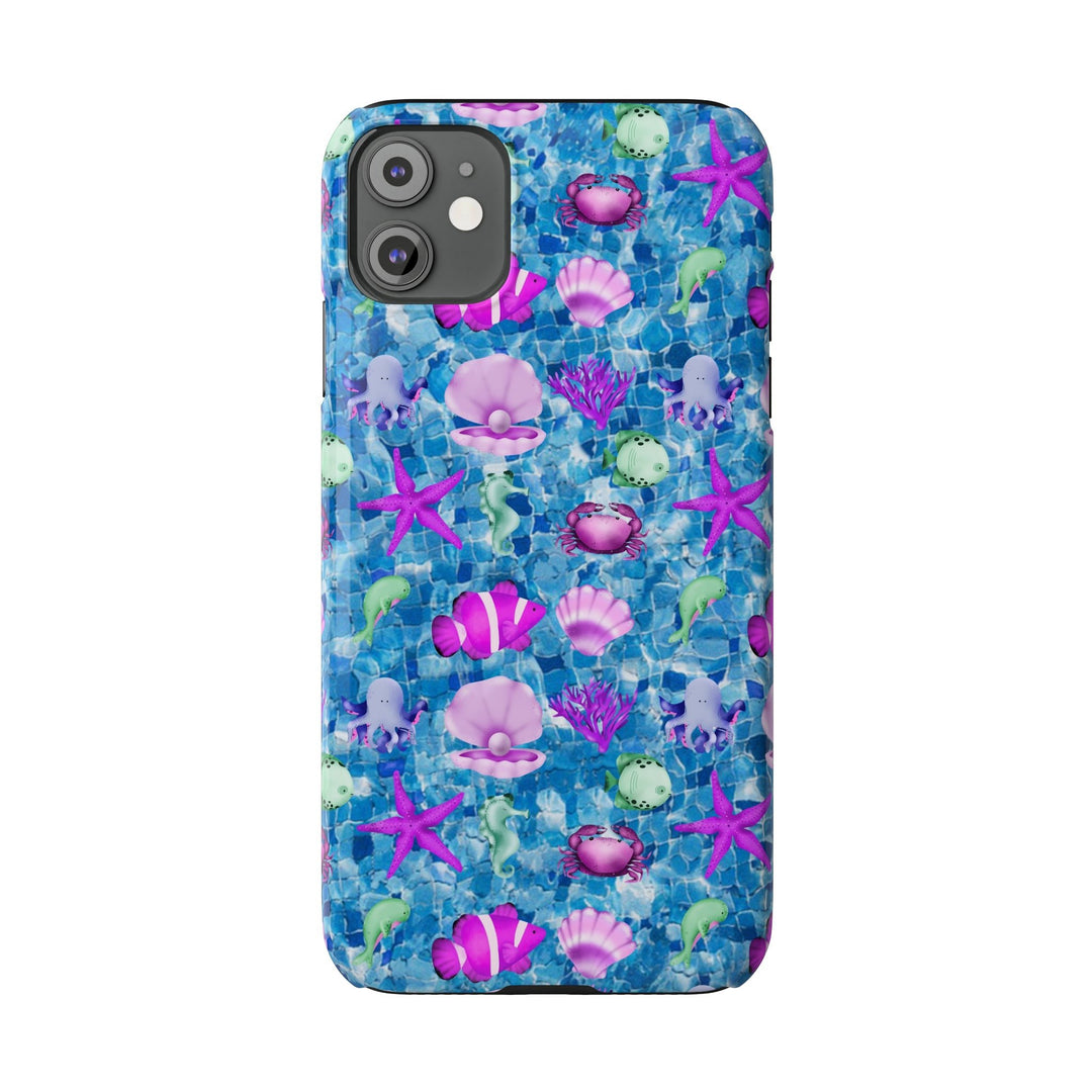 Slim Cute Phone Cases for Iphone - | iPhone 15 Case | iPhone 15 Pro Max Case, Iphone 14 Case, Iphone 14 Pro Max, Iphone 13, Blue Pink Under Sea - Studio40ParkLane