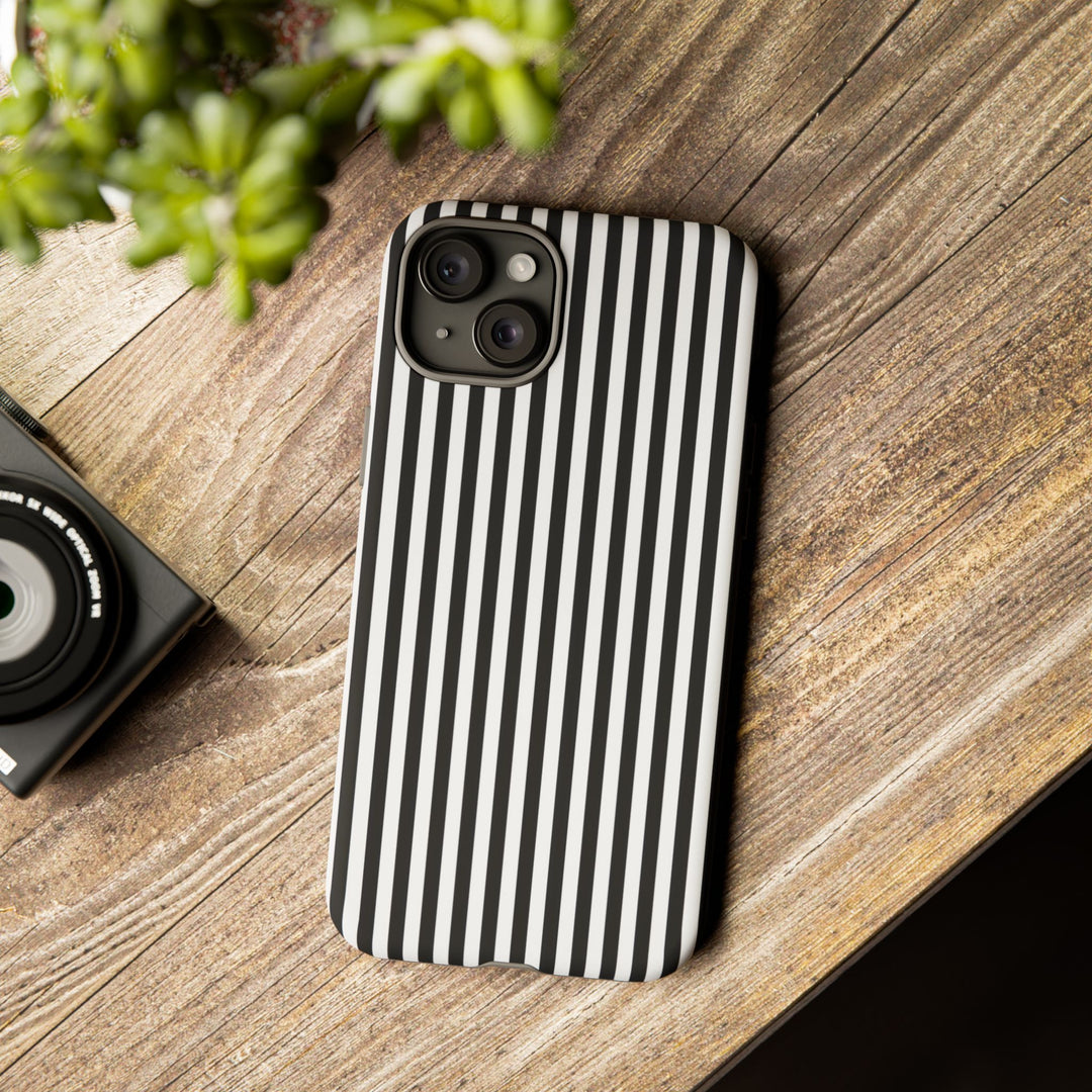 Tough Premium Black White Stripes Phone Case Gift for Her - For Apple iPhone 16 Pro Max 16e iPhone 15 Pro iPhone Iphone 14 Plus 13 Pro 12 SE XR - Studio40ParkLane