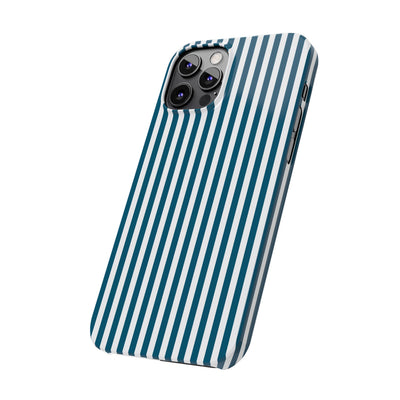 Slim Teal Blue Striped Cute Phone Case for Iphone 16 - | iPhone 15 Pro Max Case | iPhone 14 Case Iphone 13 12 11 10 9 8 7 X XS Gift for Her - Studio40ParkLane